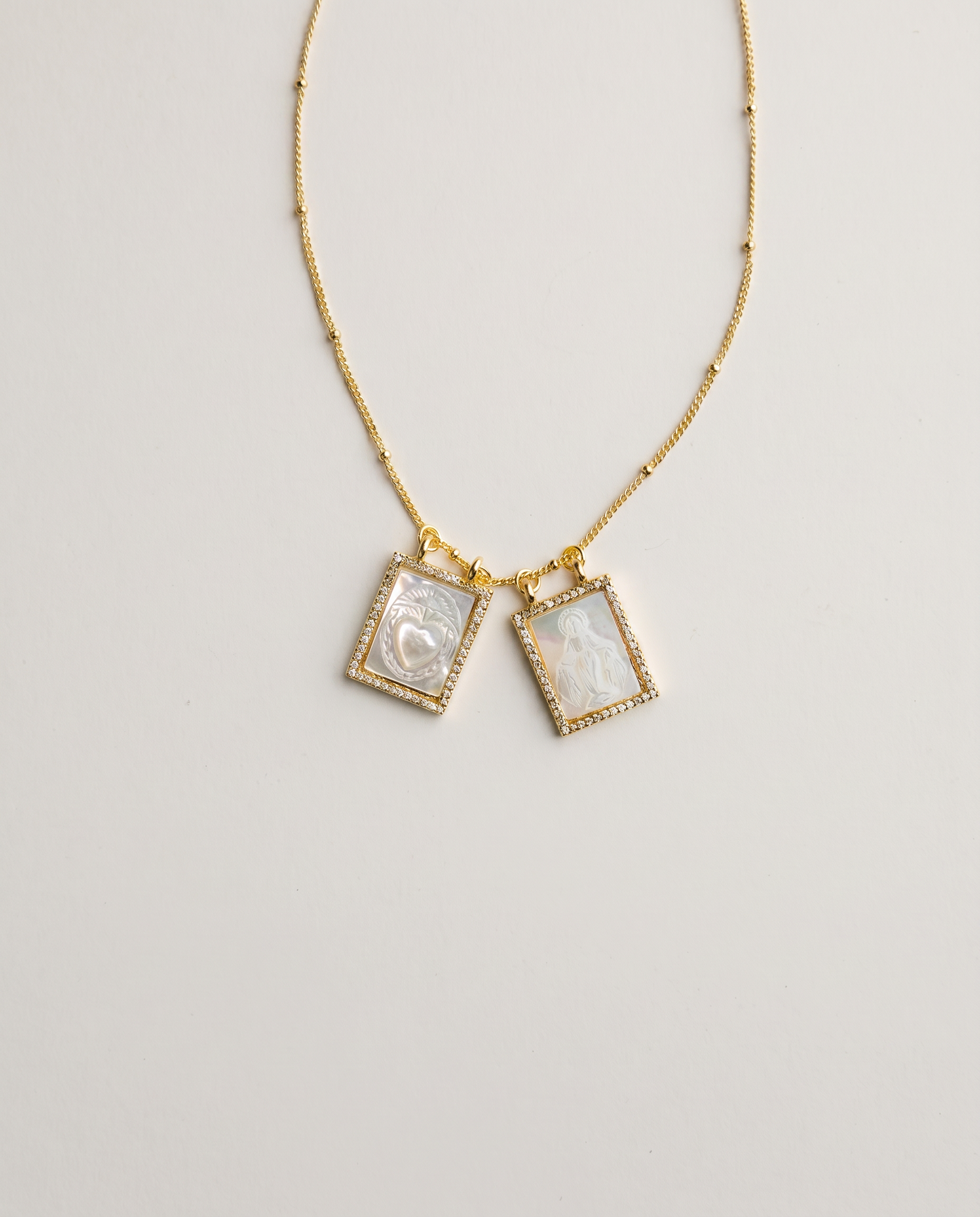 Heavenly Devotion Christian scapular necklace - pendant close-up