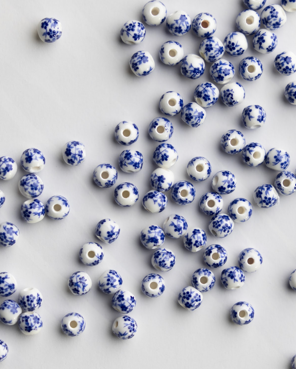 Mother of Pearl and blue beads for custom Christian rosary bracelet