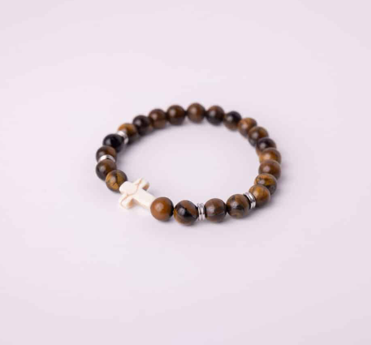 Faith & Strength Tiger's Eye cross bracelet - product detail