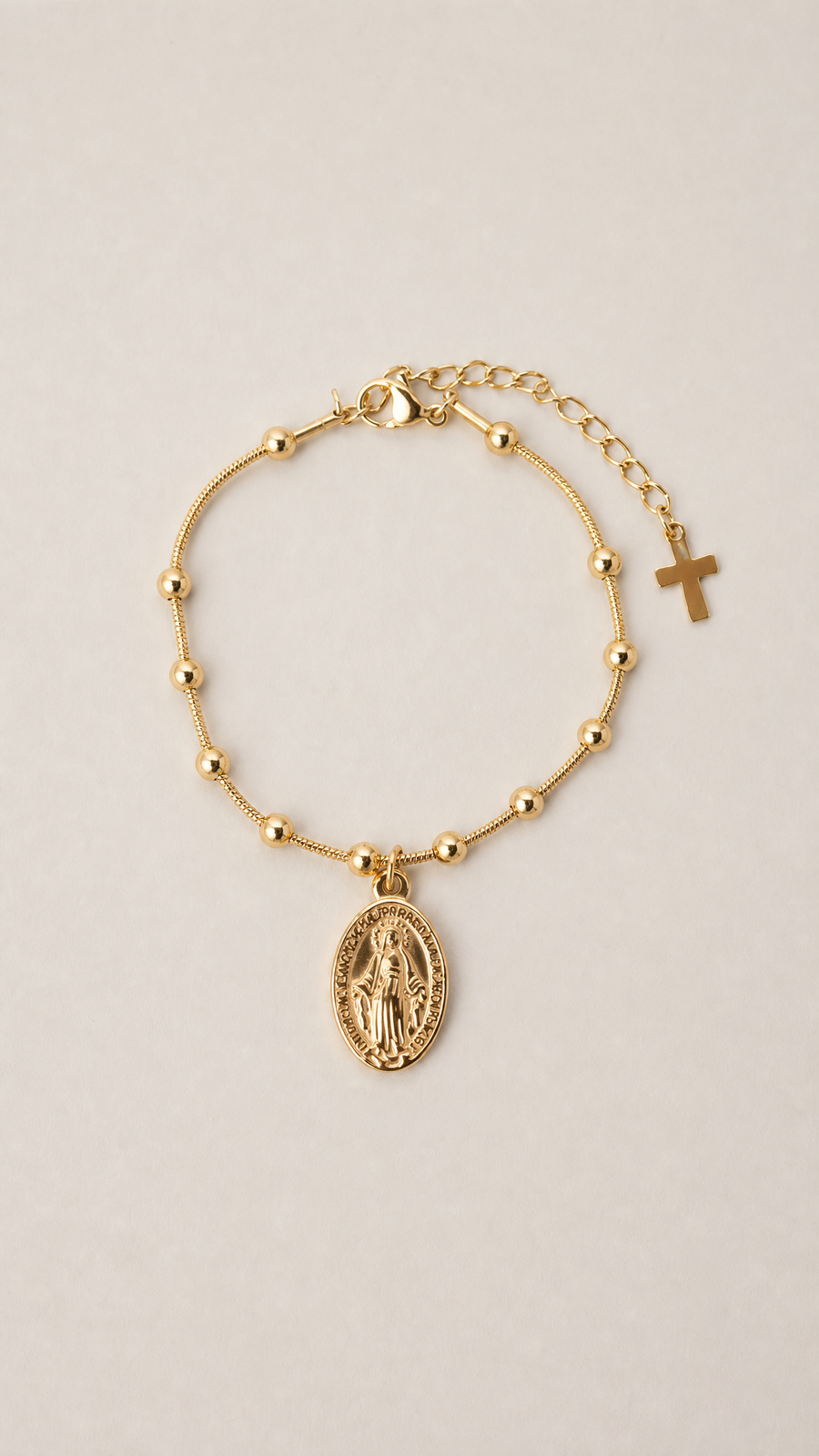 Christian Blessed Grace gold medal bracelet - styled product photo