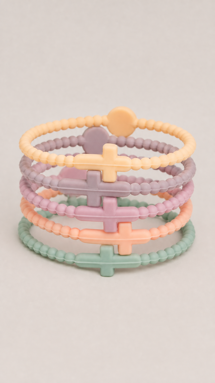 Pastel Faith silicone bracelet - close-up styled photo
