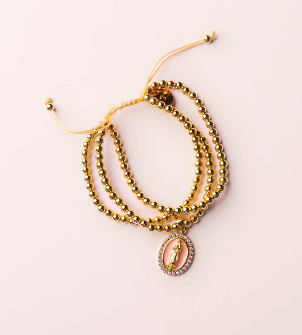 Golden Grace Miraculous Medal Christian bracelet stack