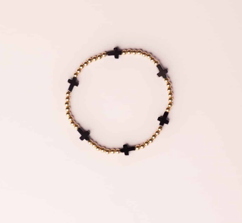 John 3:16 gold bracelet with cross - close-up