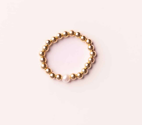 Pearl of Promise gold Christian ring - close-up