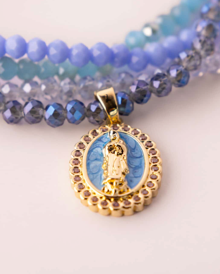 Heaven's Light blue Miraculous Medal bracelet - product detail