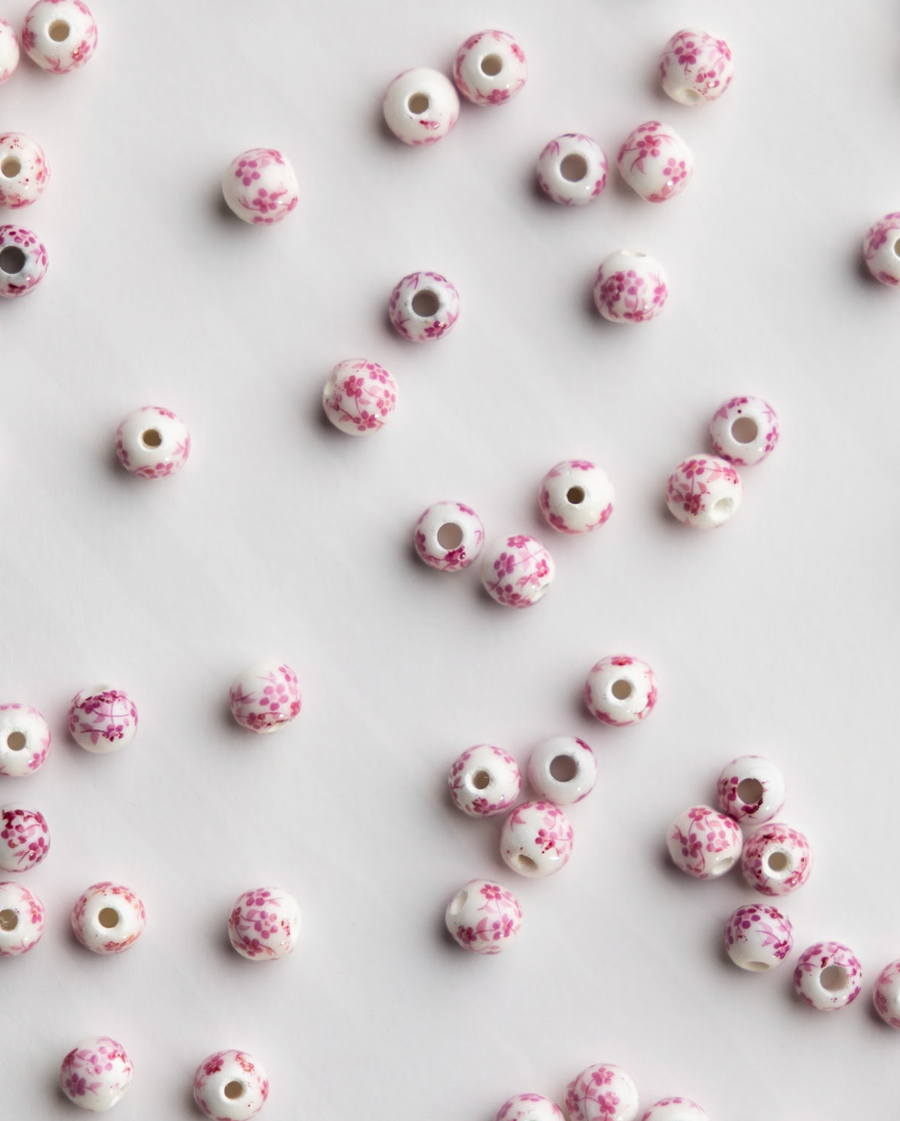 Mother of Pearl and pink beads for custom Christian rosary bracelet