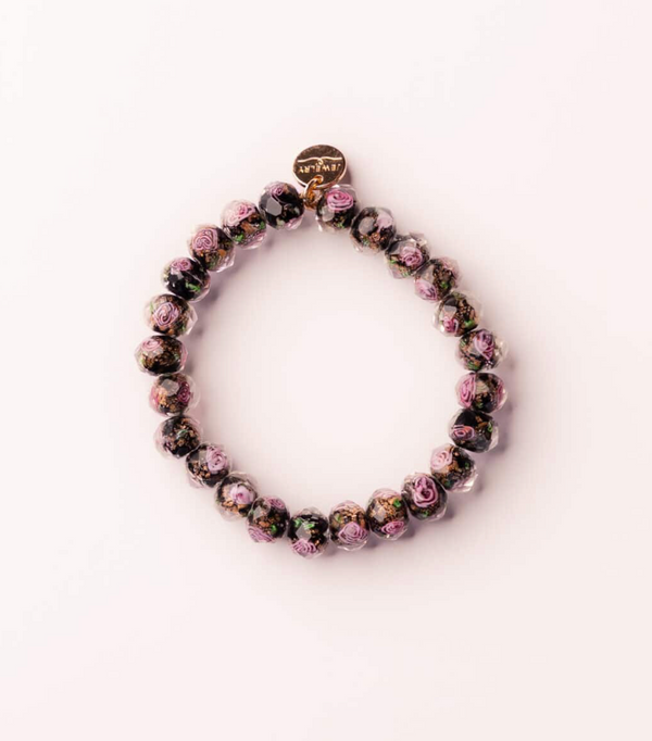 Black Rose Midnight Scripture bead bracelet with scripture charm