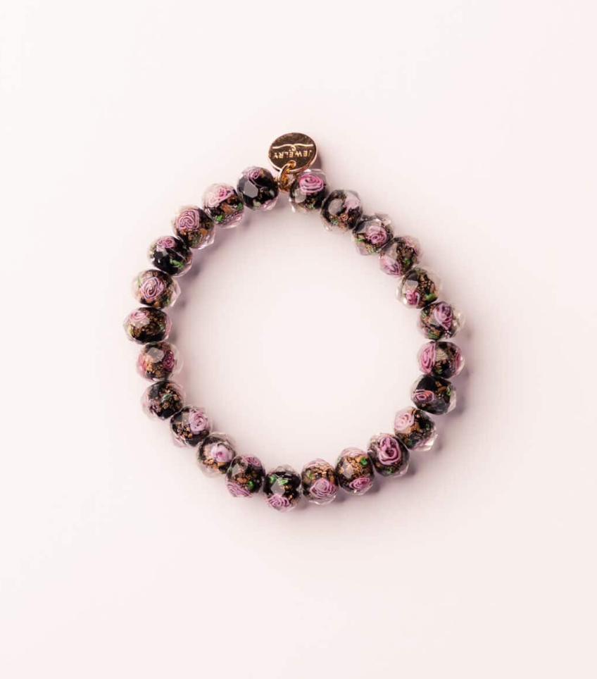 Black Rose Midnight Scripture bead bracelet with scripture charm