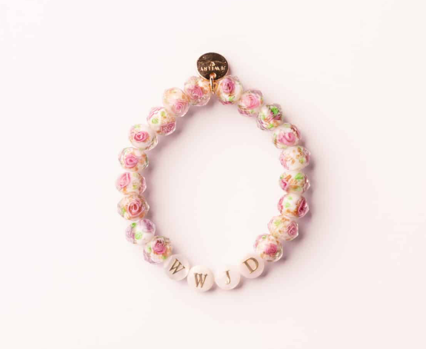 White Rose Light of Faith WWJD Christian bracelet