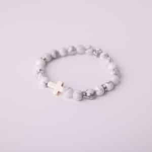 Faith & Peace – Howlite Cross Bracelet