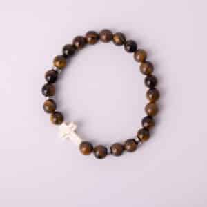 Faith & Strength – Tiger’s Eye Cross Bracelet